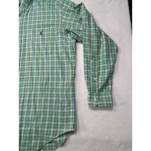 Ralph Lauren Mens Soft Shirt M Blake Button Down Green Plaid Pony 100% Cotton - Picture 4 of 9